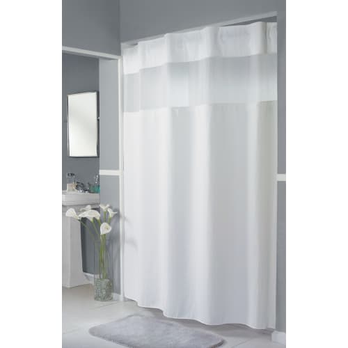 Hookless® Pique Mini Waffle Shower Curtain, 71"x77", White with Hidden Rings